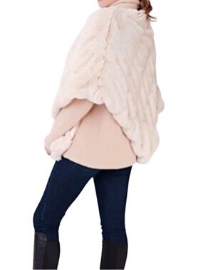Donna Salyers Fabulous Furs Faux Ruches Poncho Wrap One Sz Ivory